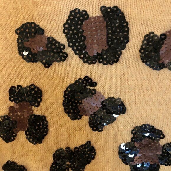 Wildfox White Label sweater Sz XS sequin cheetah apricot Angora blend - Picture 2 of 7